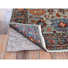 Load image into Gallery viewer, 4&#39;1&quot;x11&#39;9&quot; Agate Gray, Heriz All Over Design, Aryana Collection, Vegetable Dyes, Hand Knotted, Soft Pile, High Mountain Wool, Densely Woven, Wide Runner, Oriental Rug FWR6792