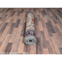 Load image into Gallery viewer, 4&#39;1&quot;x11&#39;9&quot; Agate Gray, Heriz All Over Design, Aryana Collection, Vegetable Dyes, Hand Knotted, Soft Pile, High Mountain Wool, Densely Woven, Wide Runner, Oriental Rug FWR6792
