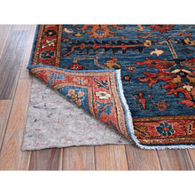Load image into Gallery viewer, 4&#39;1&quot;x9&#39;10&quot; Imperial Blue, Heriz All Over Design, Aryana Collection, Vegetable Dyes, Hand Knotted, Soft Pile, High Mountain Wool, Densely Woven, Wide Runner, Oriental Rug FWR6810