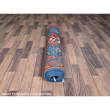Load image into Gallery viewer, 4&#39;1&quot;x9&#39;10&quot; Imperial Blue, Heriz All Over Design, Aryana Collection, Vegetable Dyes, Hand Knotted, Soft Pile, High Mountain Wool, Densely Woven, Wide Runner, Oriental Rug FWR6810
