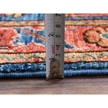 Load image into Gallery viewer, 4&#39;1&quot;x9&#39;10&quot; Imperial Blue, Heriz All Over Design, Aryana Collection, Vegetable Dyes, Hand Knotted, Soft Pile, High Mountain Wool, Densely Woven, Wide Runner, Oriental Rug FWR6810