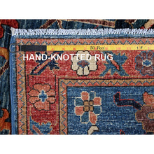 Load image into Gallery viewer, 4&#39;1&quot;x9&#39;10&quot; Imperial Blue, Heriz All Over Design, Aryana Collection, Vegetable Dyes, Hand Knotted, Soft Pile, High Mountain Wool, Densely Woven, Wide Runner, Oriental Rug FWR6810