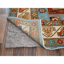 Load image into Gallery viewer, 6&#39;x8&#39;6&quot; Maya Blue, Armenian Inspired Caucasian Design, Small Bird Figurines, Super Fine Wool, Densely Woven, 200 Kpsi, Hand Knotted, Natural Dyes, Oriental Rug FWR6864