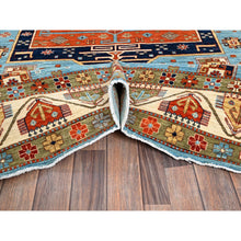 Load image into Gallery viewer, 6&#39;x8&#39;6&quot; Maya Blue, Armenian Inspired Caucasian Design, Small Bird Figurines, Super Fine Wool, Densely Woven, 200 Kpsi, Hand Knotted, Natural Dyes, Oriental Rug FWR6864