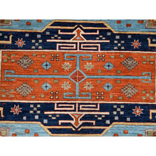 Load image into Gallery viewer, 6&#39;x8&#39;6&quot; Maya Blue, Armenian Inspired Caucasian Design, Small Bird Figurines, Super Fine Wool, Densely Woven, 200 Kpsi, Hand Knotted, Natural Dyes, Oriental Rug FWR6864