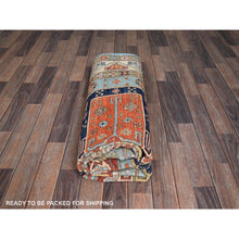 Load image into Gallery viewer, 6&#39;x8&#39;6&quot; Maya Blue, Armenian Inspired Caucasian Design, Small Bird Figurines, Super Fine Wool, Densely Woven, 200 Kpsi, Hand Knotted, Natural Dyes, Oriental Rug FWR6864
