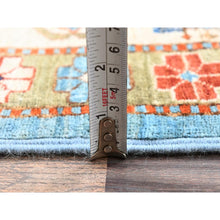 Load image into Gallery viewer, 6&#39;x8&#39;6&quot; Maya Blue, Armenian Inspired Caucasian Design, Small Bird Figurines, Super Fine Wool, Densely Woven, 200 Kpsi, Hand Knotted, Natural Dyes, Oriental Rug FWR6864