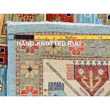 Load image into Gallery viewer, 6&#39;x8&#39;6&quot; Maya Blue, Armenian Inspired Caucasian Design, Small Bird Figurines, Super Fine Wool, Densely Woven, 200 Kpsi, Hand Knotted, Natural Dyes, Oriental Rug FWR6864