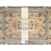 Load image into Gallery viewer, 4&#39;x9&#39;5&quot; Light Green, Armenian Inspired Caucasian Design, Super Fine Wool, 200 Kpsi, Vegetable Dyes, Hand Knotted, Wide Runner, Oriental Rug FWR6870