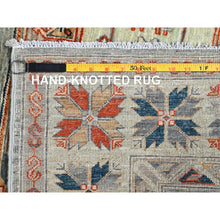 Load image into Gallery viewer, 4&#39;x9&#39;5&quot; Light Green, Armenian Inspired Caucasian Design, Super Fine Wool, 200 Kpsi, Vegetable Dyes, Hand Knotted, Wide Runner, Oriental Rug FWR6870