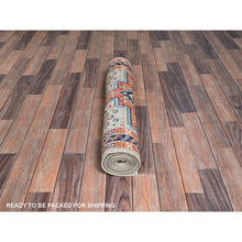 Load image into Gallery viewer, 2&#39;9&quot;x8&#39; Misty Gray, Armenian Inspired Caucasian Design With Bird Figurines, 200 Kpsi, Super Fine Wool, Hand Knotted, Denser Weave, Vegetable Dyes, Runner, Oriental Rug FWR6876