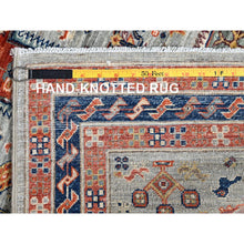 Load image into Gallery viewer, 2&#39;9&quot;x8&#39; Misty Gray, Armenian Inspired Caucasian Design With Bird Figurines, 200 Kpsi, Super Fine Wool, Hand Knotted, Denser Weave, Vegetable Dyes, Runner, Oriental Rug FWR6876