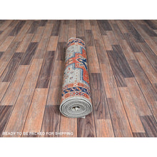 Load image into Gallery viewer, 2&#39;8&quot;x9&#39;7&quot; Misty Gray, Armenian Inspired Caucasian Design With Bird Figurines, 200 Kpsi, Super Fine Wool, Hand Knotted, Denser Weave, Vegetable Dyes, Runner, Oriental Rug FWR6900