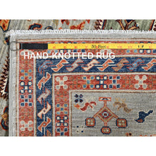 Load image into Gallery viewer, 2&#39;8&quot;x9&#39;7&quot; Misty Gray, Armenian Inspired Caucasian Design With Bird Figurines, 200 Kpsi, Super Fine Wool, Hand Knotted, Denser Weave, Vegetable Dyes, Runner, Oriental Rug FWR6900
