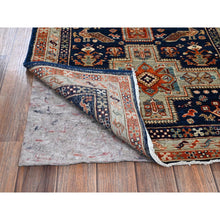 Load image into Gallery viewer, 2&#39;7&quot;x8&#39; Sailor Blue, Armenian Inspired Caucasian Design, Small Bird Figurines, 200 KPSI, Hand Knotted, Natural Dyes, Velvety Wool, Densely Woven, Runner, Oriental Rug FWR6906