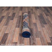 Load image into Gallery viewer, 2&#39;7&quot;x8&#39; Sailor Blue, Armenian Inspired Caucasian Design, Small Bird Figurines, 200 KPSI, Hand Knotted, Natural Dyes, Velvety Wool, Densely Woven, Runner, Oriental Rug FWR6906