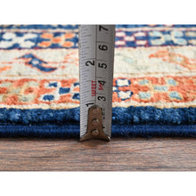 Load image into Gallery viewer, 2&#39;7&quot;x8&#39; Sailor Blue, Armenian Inspired Caucasian Design, Small Bird Figurines, 200 Kpsi, Hand Knotted, Natural Dyes, Velvety Wool, Densely Woven, Runner, Oriental Rug FWR6906