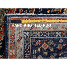 Load image into Gallery viewer, 2&#39;7&quot;x8&#39; Sailor Blue, Armenian Inspired Caucasian Design, Small Bird Figurines, 200 Kpsi, Hand Knotted, Natural Dyes, Velvety Wool, Densely Woven, Runner, Oriental Rug FWR6906