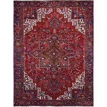 Load image into Gallery viewer, 9&#39;1&quot;x12&#39;4&quot; Nationals Red, Even Wear, Clean, Semi Antique Heriz, Mint Condition, Sides And Ends Secured Professionally, Natural Wool, Sheared Low, Hand Knotted, Oriental Rug Sh115 FWR690