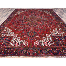 Load image into Gallery viewer, 9&#39;1&quot;x12&#39;4&quot; Nationals Red, Even Wear, Clean, Semi Antique Persian Heriz, Mint Condition, Sides And Ends Secured Professionally, Natural Wool, Sheared Low, Hand Knotted, Oriental Rug FWR690
