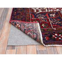 Load image into Gallery viewer, 9&#39;1&quot;x12&#39;4&quot; Nationals Red, Even Wear, Clean, Semi Antique Persian Heriz, Mint Condition, Sides And Ends Secured Professionally, Natural Wool, Sheared Low, Hand Knotted, Oriental Rug FWR690