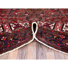 Load image into Gallery viewer, 9&#39;1&quot;x12&#39;4&quot; Nationals Red, Even Wear, Clean, Semi Antique Persian Heriz, Mint Condition, Sides And Ends Secured Professionally, Natural Wool, Sheared Low, Hand Knotted, Oriental Rug FWR690