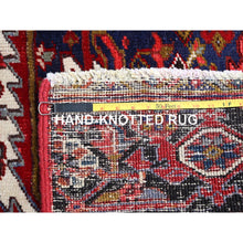 Load image into Gallery viewer, 9&#39;1&quot;x12&#39;4&quot; Nationals Red, Even Wear, Clean, Semi Antique Persian Heriz, Mint Condition, Sides And Ends Secured Professionally, Natural Wool, Sheared Low, Hand Knotted, Oriental Rug FWR690
