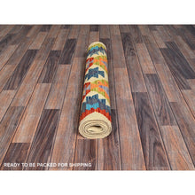 Load image into Gallery viewer, 2&#39;7&quot;x9&#39;7&quot; Beige, Hand Woven, Afghan Kilim with Colorful Geometric Pattern, Vegetable Dyes, Pure Wool, Flat Weave, Reversible, Runner, Oriental Rug FWR6990