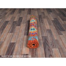 Load image into Gallery viewer, 2&#39;10&quot;x9&#39;9&quot; Cerulean Blue, Flat Weave, Afghan Kilim with Colorful Geometric Pattern, Vegetable Dyes, 100% Wool, Hand Woven, Reversible, Runner, Oriental Rug FWR7014