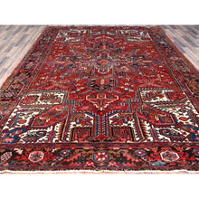 Load image into Gallery viewer, 8&#39;2&quot;x10&#39;10&quot; Tomato Tango Red, Central Geometric Medallion, Evenly Worn, Cleaned, Good Condition, Hand Knotted, Persian Heriz All Wool, Cropped Thin, Sides And Ends Secured Professionally, Vintage Oriental Rug FWR696