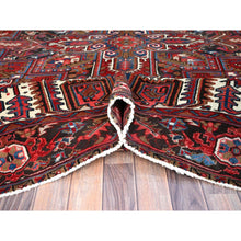 Load image into Gallery viewer, 8&#39;2&quot;x10&#39;10&quot; Tomato Tango Red, Central Geometric Medallion, Evenly Worn, Cleaned, Good Condition, Hand Knotted, Persian Heriz All Wool, Cropped Thin, Sides And Ends Secured Professionally, Vintage Oriental Rug FWR696