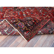 Load image into Gallery viewer, 8&#39;2&quot;x10&#39;10&quot; Tomato Tango Red, Central Geometric Medallion, Evenly Worn, Cleaned, Good Condition, Hand Knotted, Persian Heriz All Wool, Cropped Thin, Sides And Ends Secured Professionally, Vintage Oriental Rug FWR696
