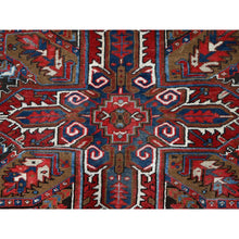 Load image into Gallery viewer, 8&#39;2&quot;x10&#39;10&quot; Tomato Tango Red, Central Geometric Medallion, Evenly Worn, Cleaned, Good Condition, Hand Knotted, Persian Heriz All Wool, Cropped Thin, Sides And Ends Secured Professionally, Vintage Oriental Rug FWR696