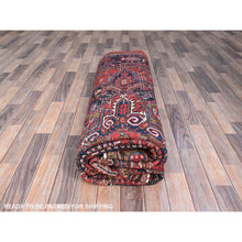 Load image into Gallery viewer, 8&#39;2&quot;x10&#39;10&quot; Tomato Tango Red, Central Geometric Medallion, Evenly Worn, Cleaned, Good Condition, Hand Knotted, Persian Heriz All Wool, Cropped Thin, Sides And Ends Secured Professionally, Vintage Oriental Rug FWR696