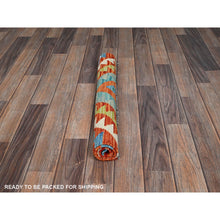 Load image into Gallery viewer, 2&#39;2&quot;x3&#39;2&quot; Vivid Orange, Afghan Kilim With Colorful Geometric Pattern, Flat Weave, Vegetable Dyes, Pure Wool, Hand Woven, Reversible, Mat, Oriental Rug FWR7074