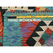 Load image into Gallery viewer, 2&#39;1&quot;x2&#39;8&quot; Flame Orange, Flat Weave, Afghan Kilim With Colorful Geometric Pattern, Vegetable Dyes, Pure Wool, Hand Woven, Reversible, Mat, Oriental Rug FWR7080