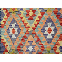 Load image into Gallery viewer, 3&#39;4&quot;x5&#39; Colorful Afghan Kilim With Geometric Pattern, Vegetable Dyes, Flat Weave, 100% Wool, Hand Woven, Reversible, Oriental Rug FWR7110