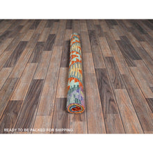 Load image into Gallery viewer, 3&#39;7&quot;x5&#39; Flame Orange, Flat Weave, Afghan Kilim With Colorful Geometric Pattern, Vegetable Dyes, Pure Wool, Hand Woven, Reversible, Oriental Rug FWR7116