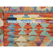Load image into Gallery viewer, 3&#39;5&quot;x4&#39;10&quot; Vivid Orange, Flat Weave, Afghan Kilim With Colorful Geometric Pattern, Vegetable Dyes, Pure Wool, Hand Woven, Reversible, Oriental Rug FWR7122