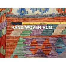 Load image into Gallery viewer, 3&#39;6&quot;x5&#39;2&quot; Burnt Orange, Afghan Kilim With Colorful Geometric Pattern, Flat Weave, Vegetable Dyes, Pure Wool, Hand Woven, Reversible, Oriental Rug FWR7128
