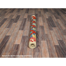 Load image into Gallery viewer, 3&#39;4&quot;x4&#39;9&quot; Flame Orange, Afghan Kilim With Colorful Geometric Pattern, Vegetable Dyes, Pure Wool, Hand Woven, Flat Weave, Reversible, Oriental Rug FWR7134