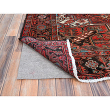 Load image into Gallery viewer, 7&#39;10&quot;x10&#39;7&quot; Prismatic Legacy Red, Centre Geometric Element, Sides Secured Professionally, Cleaned, Vintage Persian Heriz, Sheared Low, Organic Wool, Good Condition, Oriental Rug FWR708