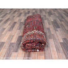 Load image into Gallery viewer, 7&#39;10&quot;x10&#39;7&quot; Prismatic Legacy Red, Centre Geometric Element, Sides Secured Professionally, Cleaned, Vintage Persian Heriz, Sheared Low, Organic Wool, Good Condition, Oriental Rug FWR708