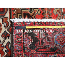 Load image into Gallery viewer, 7&#39;10&quot;x10&#39;7&quot; Prismatic Legacy Red, Centre Geometric Element, Sides Secured Professionally, Cleaned, Vintage Persian Heriz, Sheared Low, Organic Wool, Good Condition, Oriental Rug FWR708