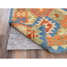 Load image into Gallery viewer, 3&#39;3&quot;x5&#39; Colorful Afghan Kilim With Geometric Pattern, Vegetable Dyes, Flat Weave, 100% Wool, Hand Woven, Reversible, Oriental Rug FWR7140