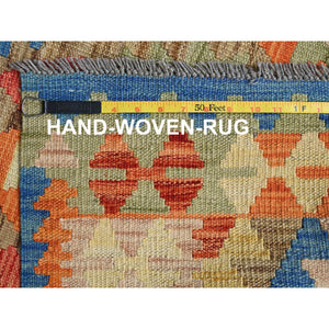 3'3"x5' Colorful Afghan Kilim With Geometric Pattern, Vegetable Dyes, Flat Weave, 100% Wool, Hand Woven, Reversible, Oriental Rug FWR7140