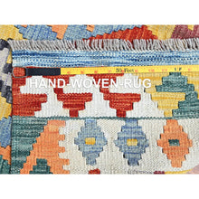 Load image into Gallery viewer, 3&#39;10&quot;x6&#39; Colorful Afghan Kilim With Geometric Pattern, Vegetable Dyes, Flat Weave, Pure Wool, Hand Woven, Reversible, Oriental Rug FWR7146