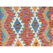 Load image into Gallery viewer, 4&#39;x6&#39;3&quot; Vivid Orange, Hand Woven, Flat Weave, Afghan Kilim With Colorful Geometric Pattern, Vegetable Dyes, Pure Wool, Reversible, Oriental Rug FWR7158