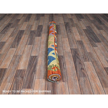 Load image into Gallery viewer, 4&#39;2&quot;x5&#39;9&quot; Parchment White, Flat Weave, Afghan Kilim With Colorful Geometric Pattern, Vegetable Dyes, Pure Wool, Hand Woven, Reversible, Oriental Rug FWR7170