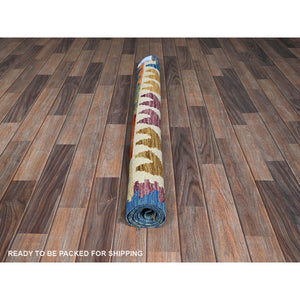 4'1"x5'9" Colorful Afghan Kilim With Geometric Pattern, Vegetable Dyes, Flat Weave, 100% Wool, Hand Woven, Reversible, Oriental Rug FWR7182